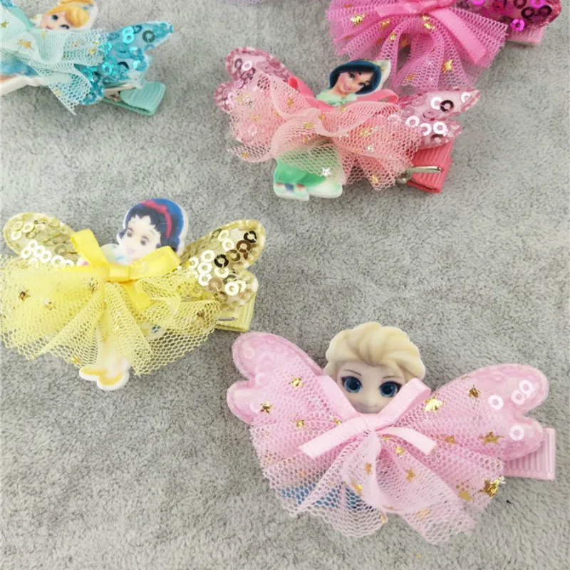 Детские заколки для волос с пайетками и героями мультфильмов Кружевные