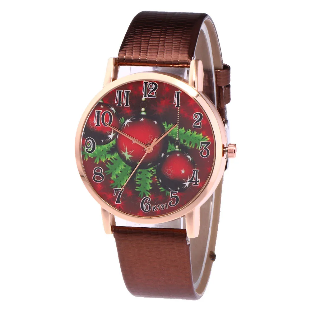 Брендовые роскошные женские повседневные модные часы с рождественским узором