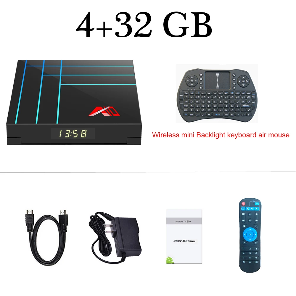 4G 32G Add keyboard Новейшая Смарт ТВ-приставка 4 Гб 64 Гб RK3318 IP tv Android tv Box Youtube 4K HDR медиаплеер Google Play телеприставка PK H96 MAX - Цвет: 4G 32G Add keyboard