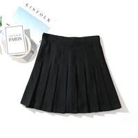 fashion high waist pleated skirt wind women waist ball harajuku skirts solid a line japanese school skirts uniform blackwhite