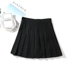 Юбка женская плиссированная с завышенной талией, модная бальная Однотонная юбка-трапеция в стиле Харадзюку, японская школьная форма, чернаябелая