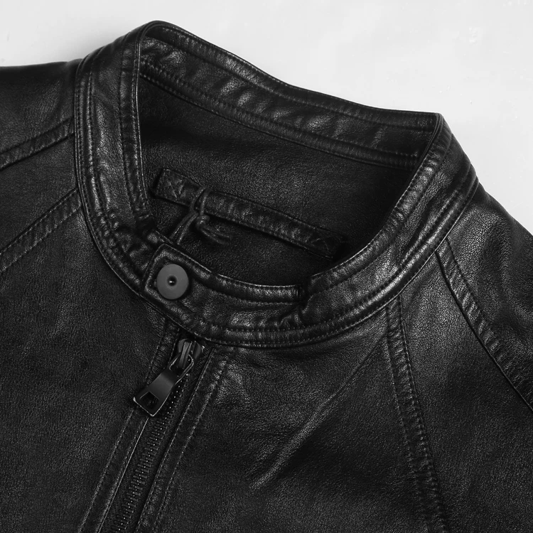 Men Autumn and Winter New Style Slim Brand Short Faux Leather Jacket Men's Retro Zipper Black Casual Solid | Мужская одежда