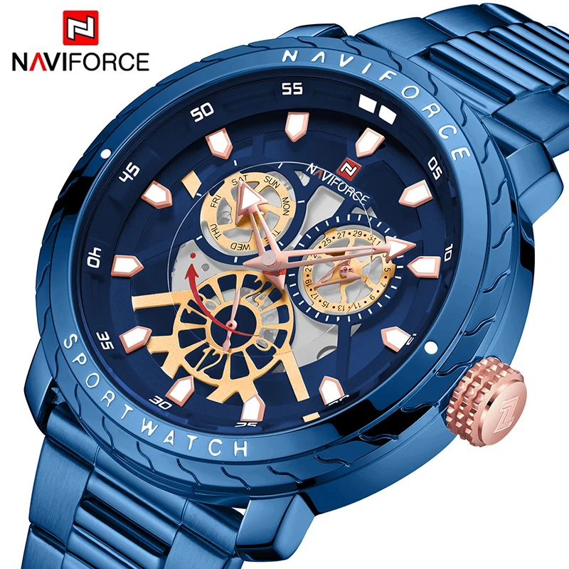 NAVIFORCE Топ люксовый бренд мужские спортивные часы кварцевые аналоговые военные