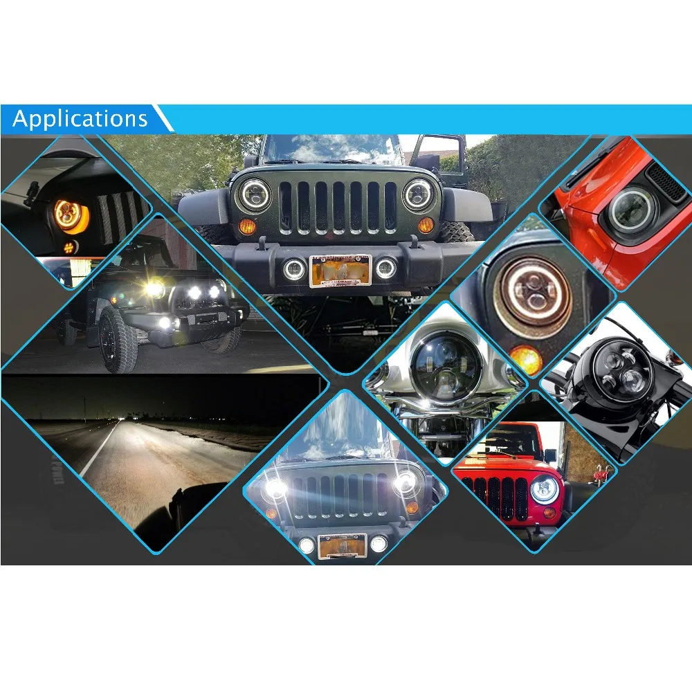 45 Вт для 1997 2015 Jeeps Wrangler светодиодный фары с машинными ангельскими глазками 7