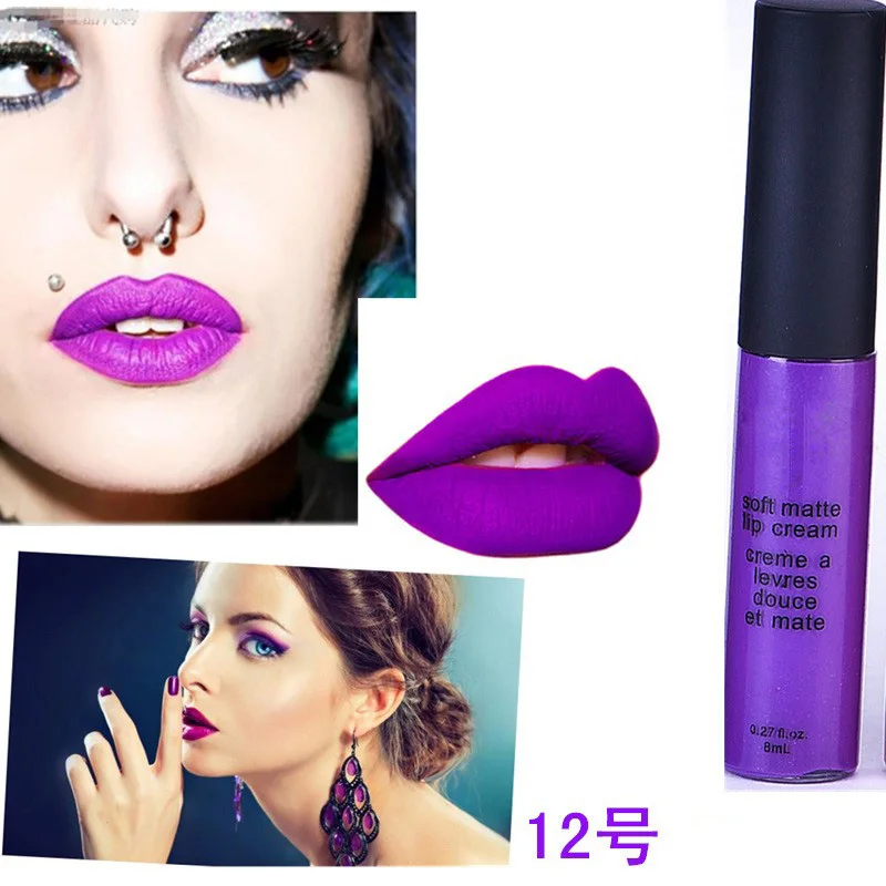 2017 новый 12 Цветов Макияж Водонепроницаемый Бархат Жидкая Матовая Помада