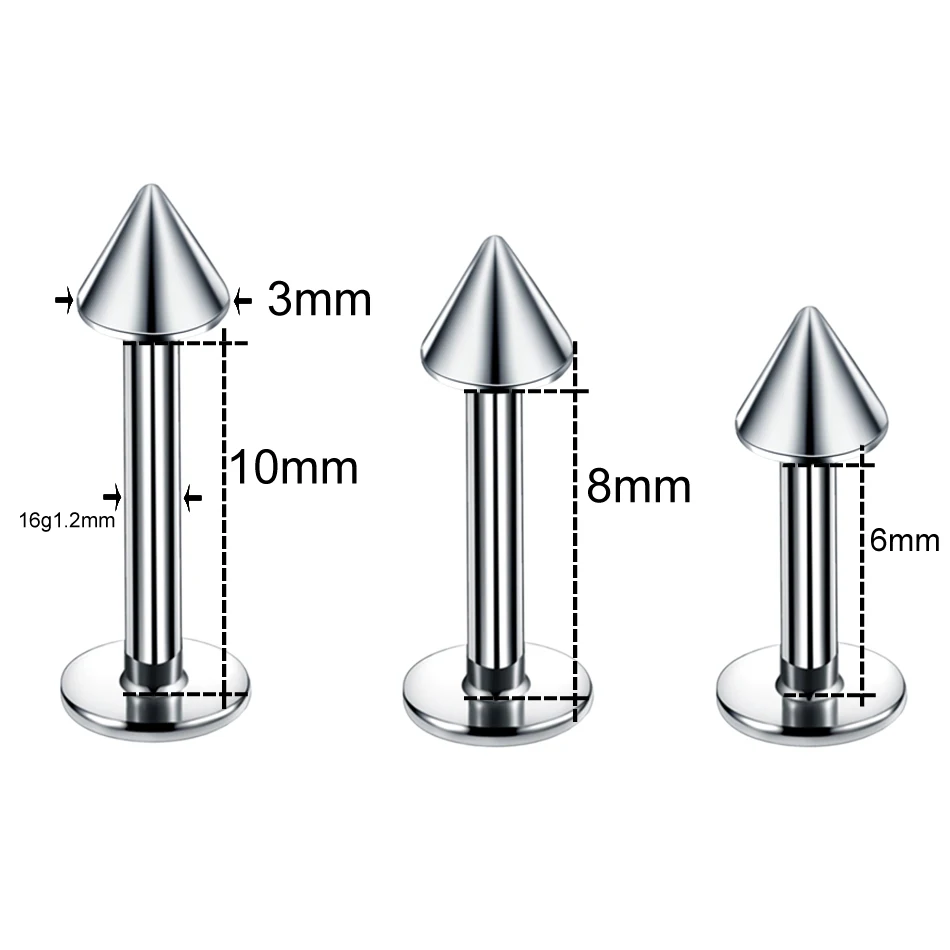 10Pcs/Lot Colorful Labret Lip Ring 16G Tragus Helix Ear Piercing Earring Women Taper Cartilage Body Jewelry | Украшения и