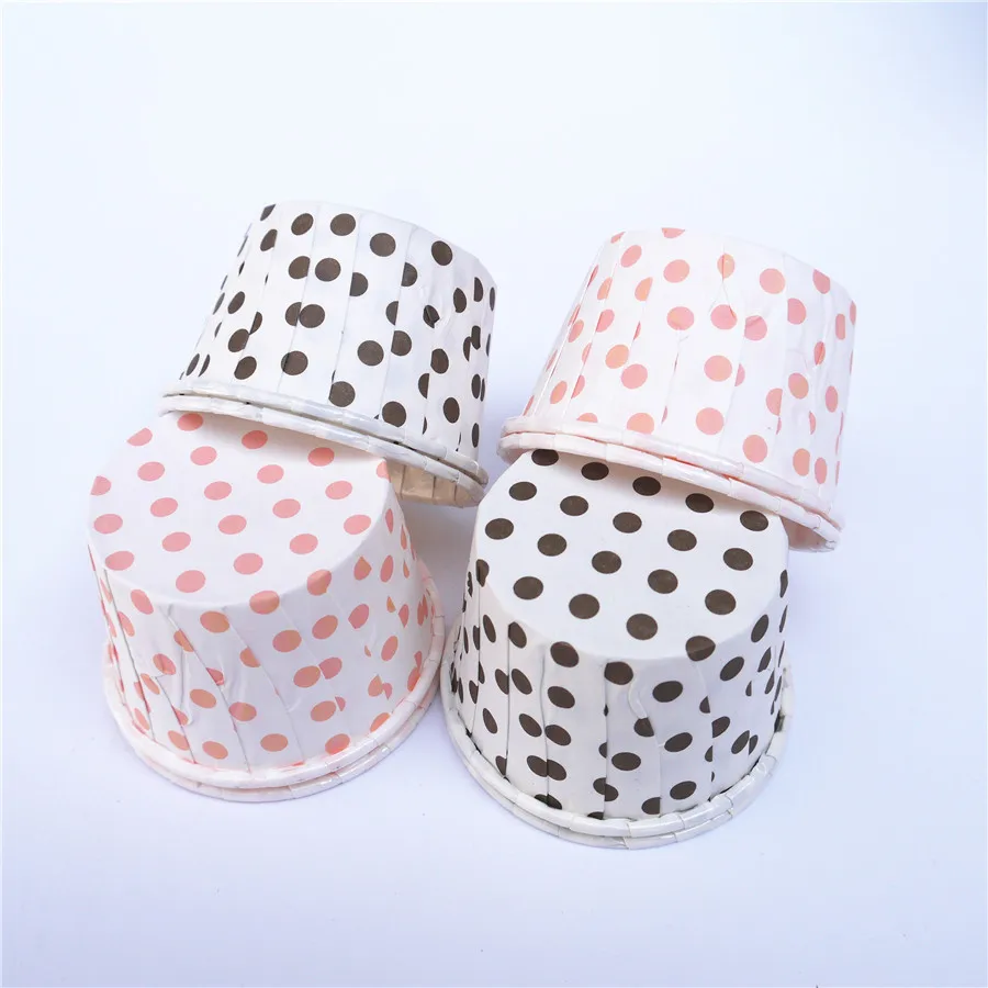 Высокое качество 400 шт./лот цветные бумажные чашки для пирожных в горошек кексы