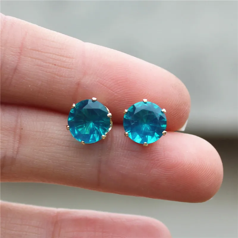 Новинка 2017 ювелирные изделия 8 мм серьги-гвоздики с имитацией циркона цветные