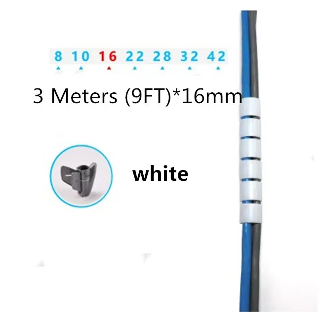 3Meters x16mm(white) KEITHNICO Кабельный органайзер провода управление протектор устройства для сматывания кабеля спиральная трубка рукав настольный компьютер шнур питания для хранения обёрточная бумага - Цвет: 3Meters x16mm(white)