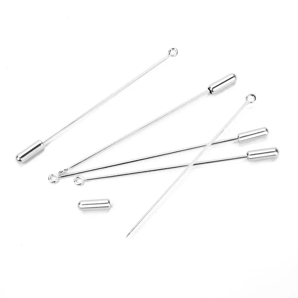 Silver Mibrow, 40 шт./лот, 50 мм, 70 мм, золото, серебро, цветная петля, брошь на булавке, основа, брухер с булавками, пробка для изготовления ювелирных изделий своими руками - Цвет: Silver
