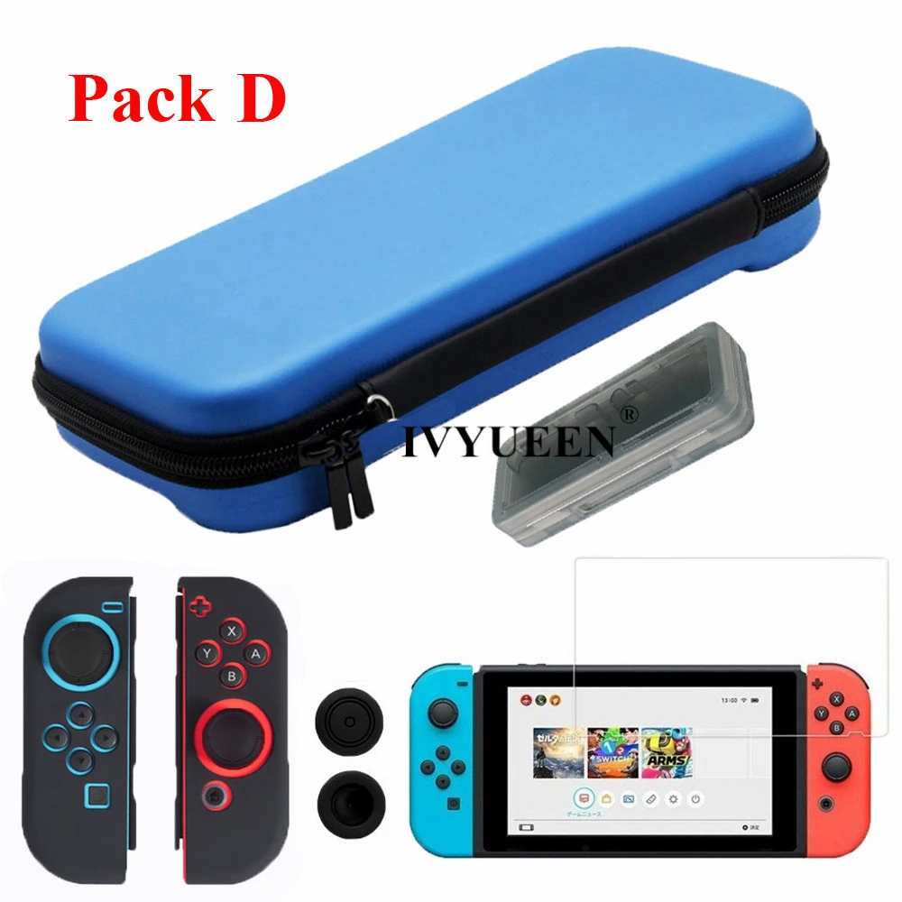 Сумка для хранения IVYUEEN, чехол для Kind Switch NS Console из закаленного стекла, защитный силиконовый чехол для Joy Con, контроллер