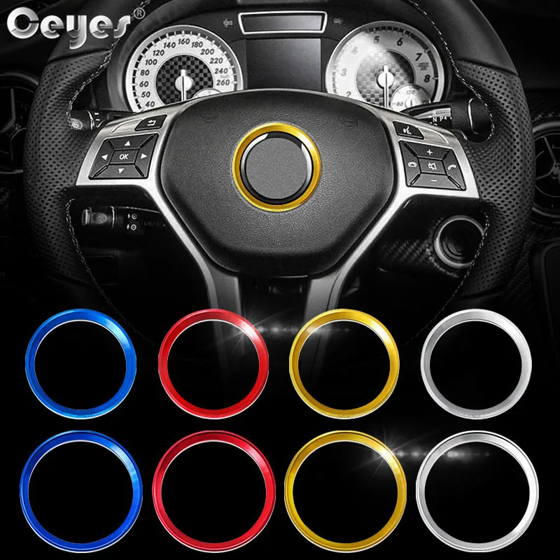

Ceyes Car Styling Steering Wheel Center Sticker Circle Cover Fit For Mercedes Benz GLE GLA W213 Auto Decoration Ring Accessories