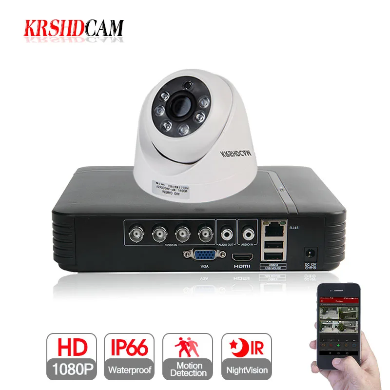 KRSHDCAM 4CH AHD видеонаблюдения DVR Системы 20 м ИК 1 шт. 1080 P CCTV Камера домашние дома