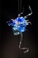 mini size cheap artistic blue blown glass chandelier