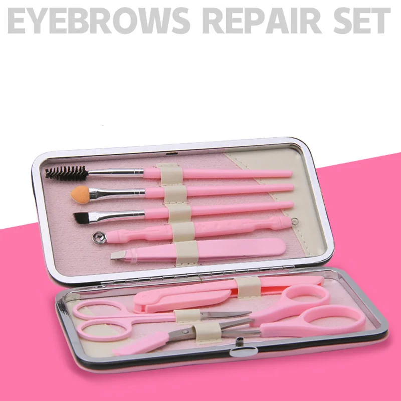 Чанни бровей макияж комплект 8 шт. Портативный ресницы Кисть для Обрезка Набор