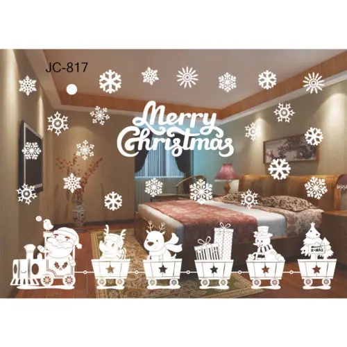 Merry Christmas Removable Art Vinyl Home and Window Wall Sticker Decoration Xmas Santa Claus Snowflakes Town Decal Decor | Дом и сад