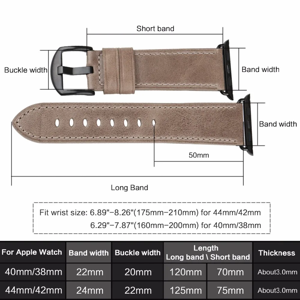 MAIKES Leather Watchband For Apple Watch Band 45mm 41mm 44mm 40mm 42mm 38mm Series 7 6 SE 4 3 iWatch Watch Strap