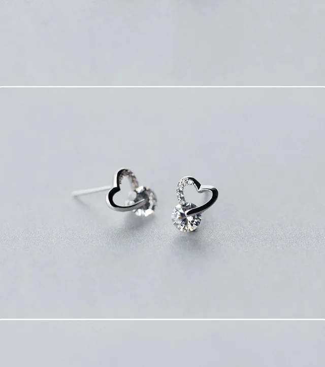 Trusta 925 пробы Серебряные ювелирные изделия Модные милые миниатюрные 9 мм X 10 мм полые CZ серьги в виде сердца, подарок для девочек Дети Леди DS545