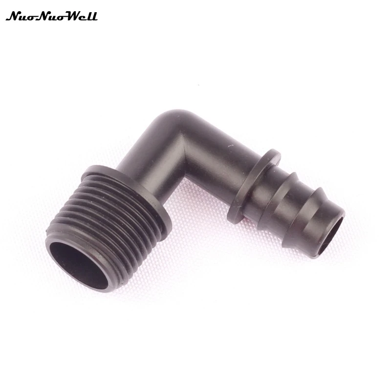 

5pcs NuoNuoWell 1/2" Male Tread To 16mm Barbed 90 Degree Elbow Hose Connector for Micro Irrigation Garden Drip System