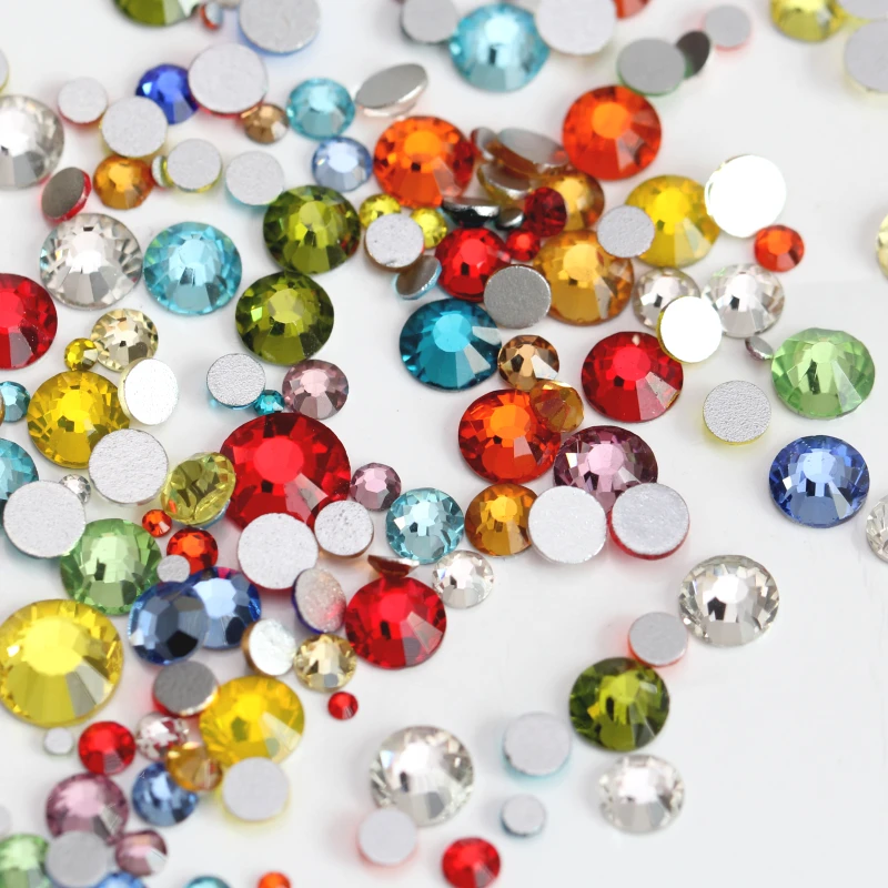 Блестящий горный хрусталь смесь не горячей фиксации FlatBack шитье стразами и ткань