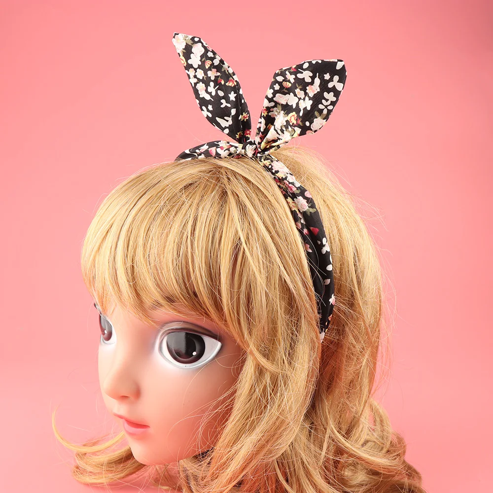 1 шт. новинка стильные женские ретро наушники с кроличьими ушами ткань цветами