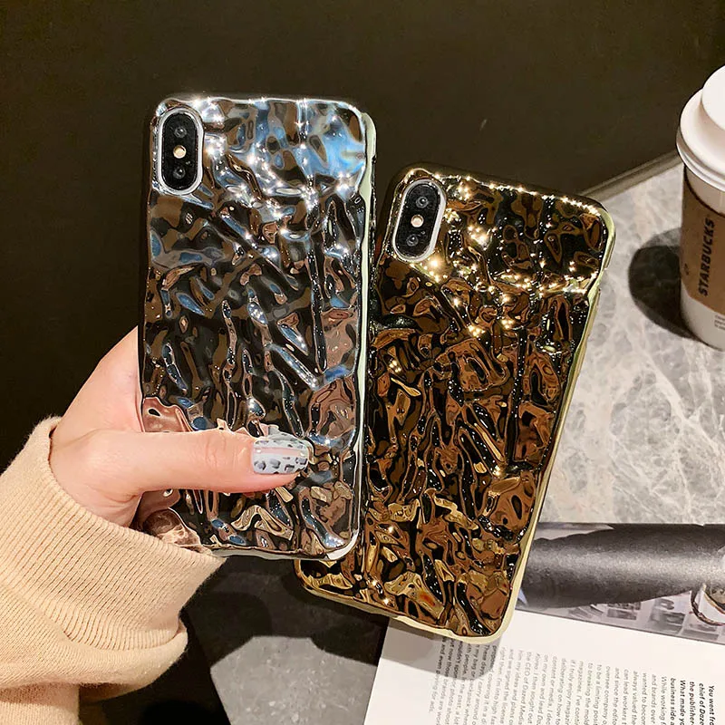 3D чехол для телефона из оловянной фольги iPhone 6 S 7 8 Plus Металлический Золотой