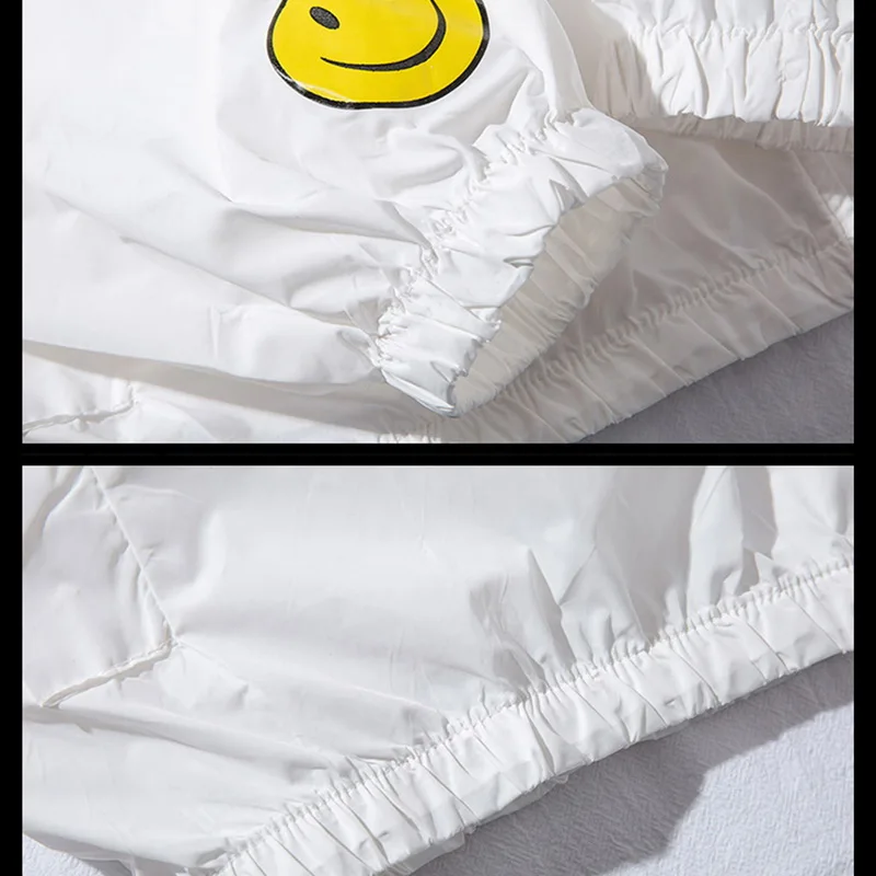 Осенняя мужская куртка худи модная верхняя одежда со смайликом и надписями