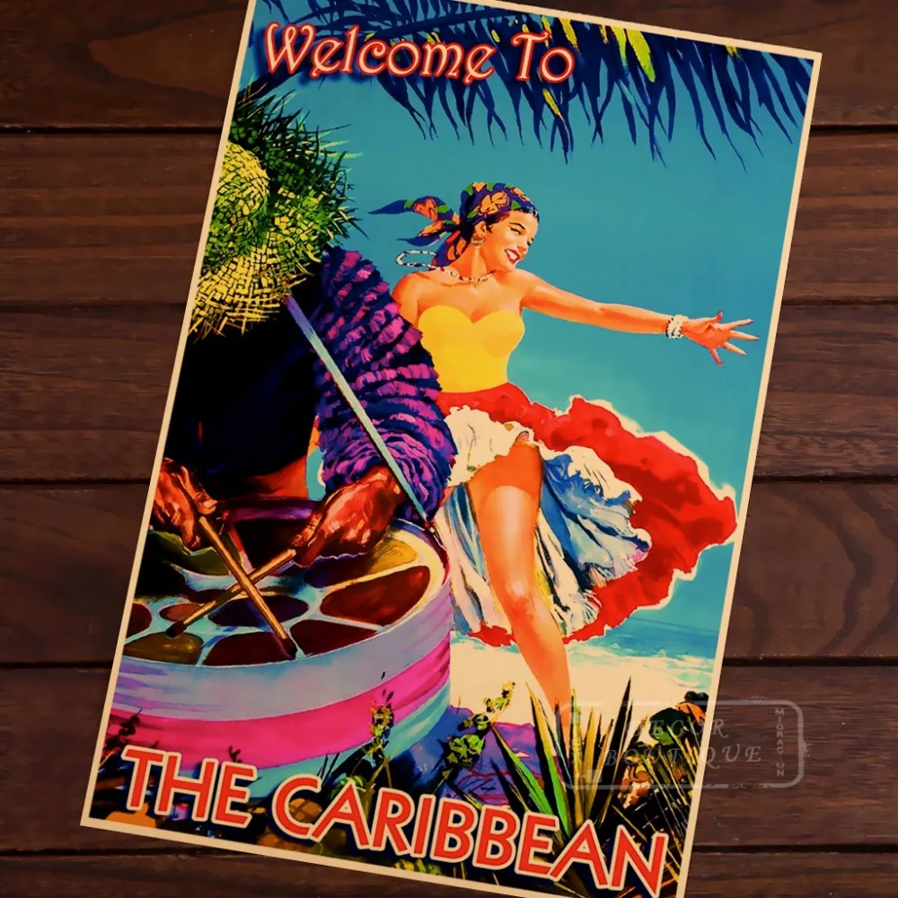 Винтажный постер для путешествий поп арт карты из крафт холста в классическом