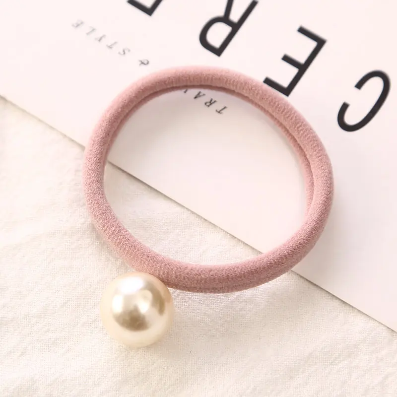 5PC Pink 5 шт., модная Женская эластичная лента для волос с жемчугом, аксессуары для волос для девочек, держатель для конского хвоста, кольцо для полотенец, головной убор, разноцветная резинка для волос - Цвет: 5PC Pink