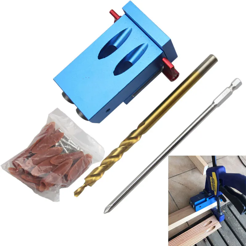 XK-1 Pocket Hole Drilling Jig Kit DIY Woodworking Oblique Drill Tool Joinery Dowel Jigs 3 in 1 Locator | Инструменты