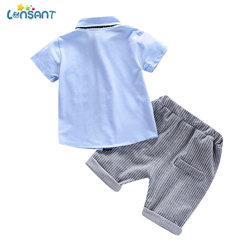 Летние комплекты одежды для маленьких мальчиков lonсант Детская рубашка +
