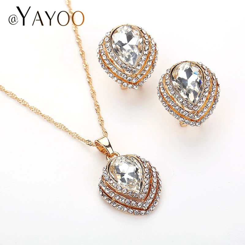 AYAYOO Свадебный комплект ювелирных изделий индийские африканские бусы Золотой