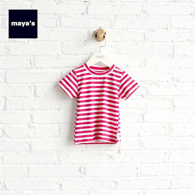 Mayas/летние детские рубашки в полоску с принтом модные повседневные мягкие