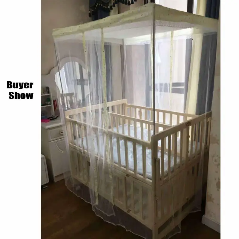 Multifunctional Twins Bed With Bedding Set and Mosquito Net, Bed can Extend and can Joint With Adult Bed, Pine Wood Baby Crib