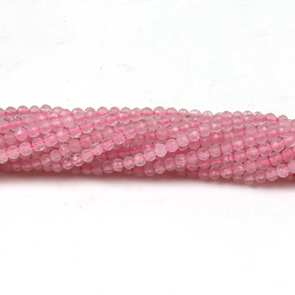 Pink Quartz 3 мм граненый драгоценный камень круглый Лабрадорит Турмалин цоизит аметист, гранат шпинель морганит топаз бусинка из лунного камня DIY Изготовление ювелирных изделий - Цвет: Pink Quartz