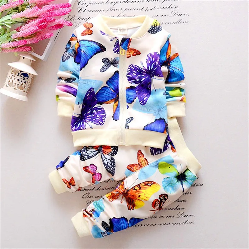 Спортивный костюм для маленьких девочек повседневный детский комплект одежды из