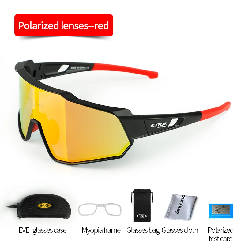 Polarized-Red CoolChange поляризованные велосипедные очки для бега, езды на велосипеде UV400, солнцезащитные очки для спорта на открытом воздухе, MTB, велосипедные очки, очки для мужчин и женщин - Цвет: Polarized-Red