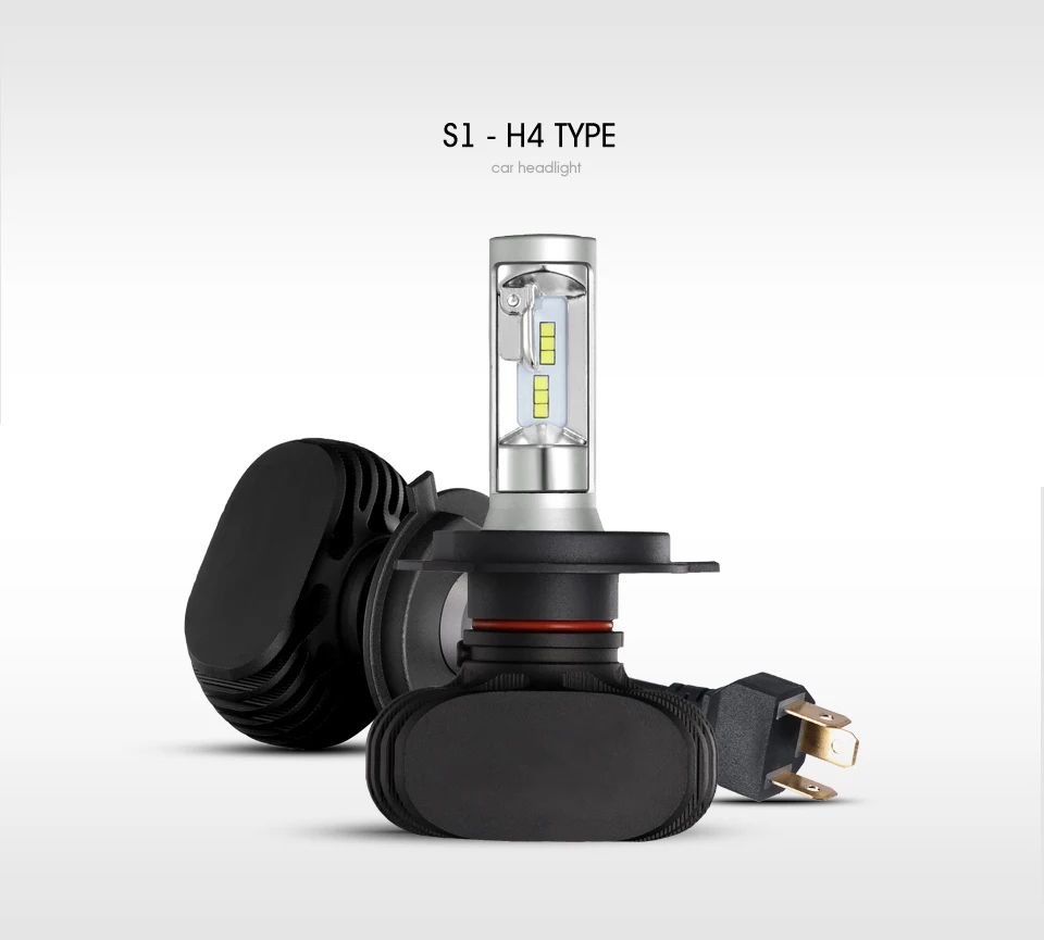 Auxmart S1 серия Hi-Lo луч H4 светодиодный фонарь для автомобиля 6500K светодиодный H7 передние лампы H11 Светодиодный 9005 9006 Автомобильные фары 12 В 50 Вт безвентиляторный