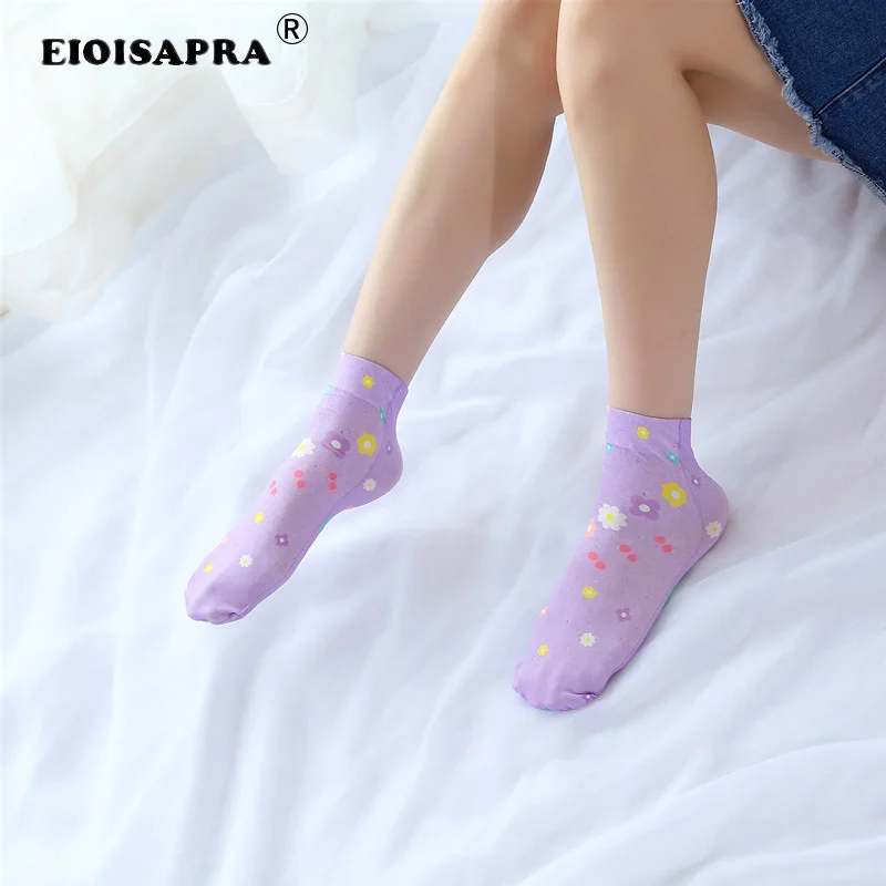 Летние носки повседневные из ледяного шелка женские высококачественные модные