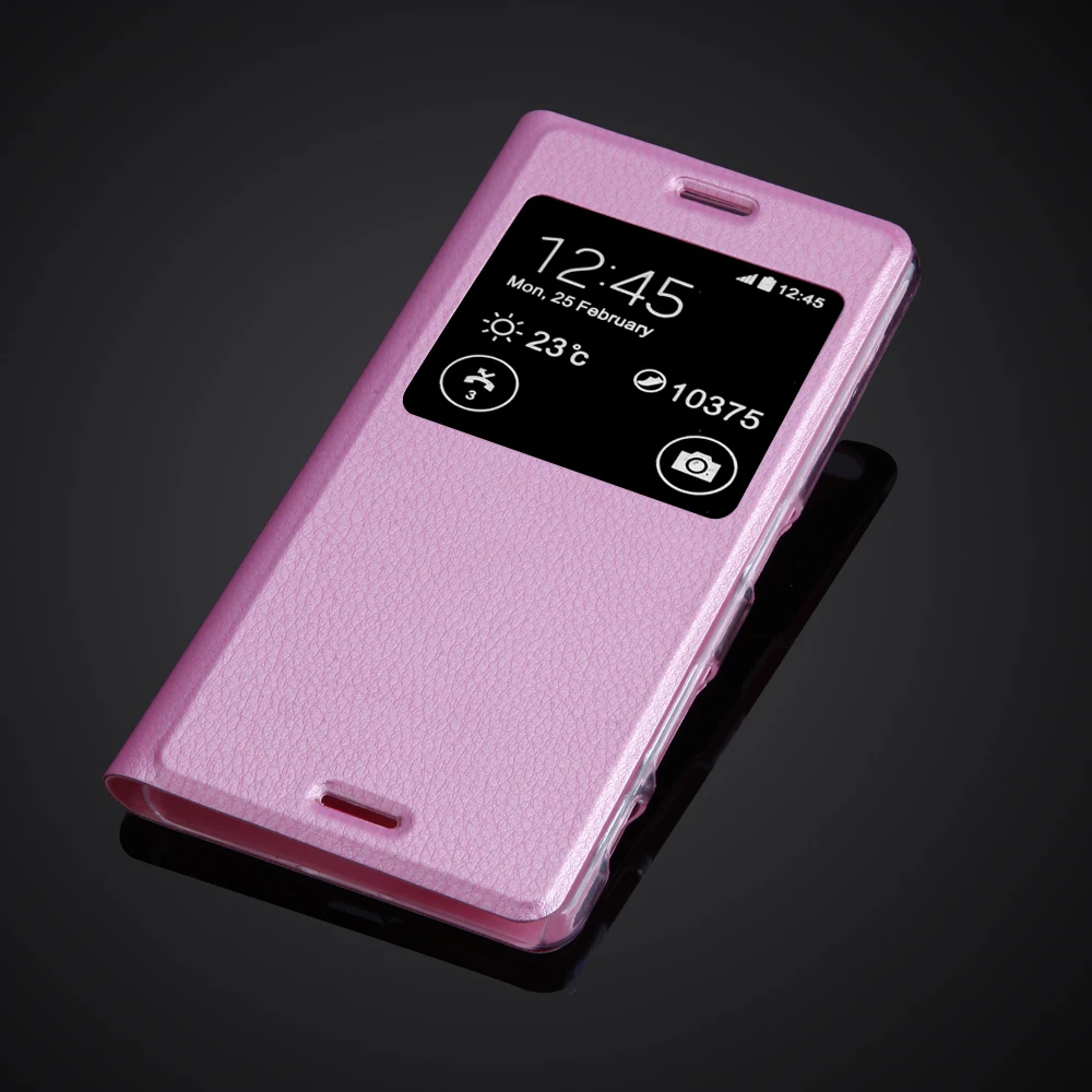 Розовый Чехол для телефона sony Xperia X Performance с окошком для просмотра, откидной Чехол из искусственной кожи для sony XP F8131 F8132, чехлы для телефонов - Цвет: Розовый