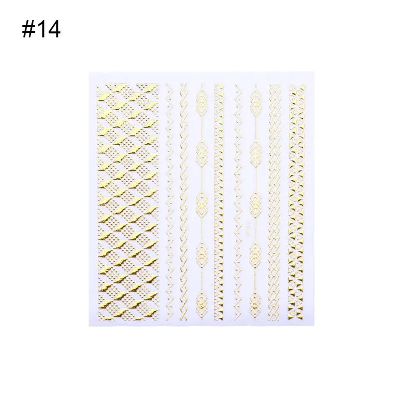 Pattern 23 Золотые 3D наклейки для ногтей, полосы, геометрическое сердце, самоклеющиеся наклейки для нейл-арта, переводные наклейки, украшение для маникюра - Цвет: Pattern 23