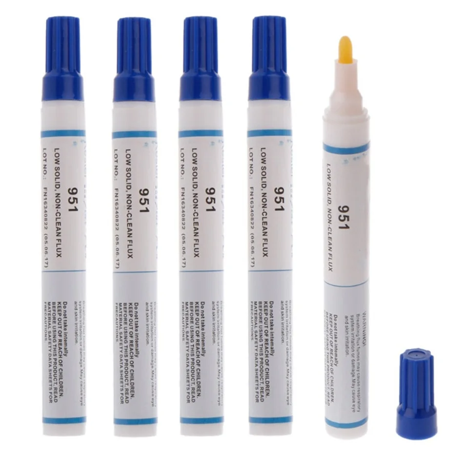 

5Pcs 951 10ml Soldering Rosin Flux Pen Low-Solids Non-clean For Solar cell panel DIY kester solder power Free Shipping