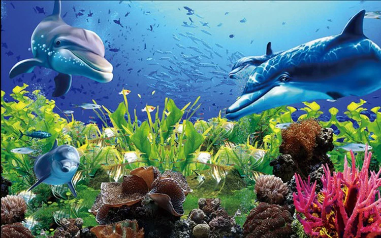 

Custom 3d mural 3D underwater world ocean tropical whale sofa TV background bedroom living room lobby bathroom wallpaper mural