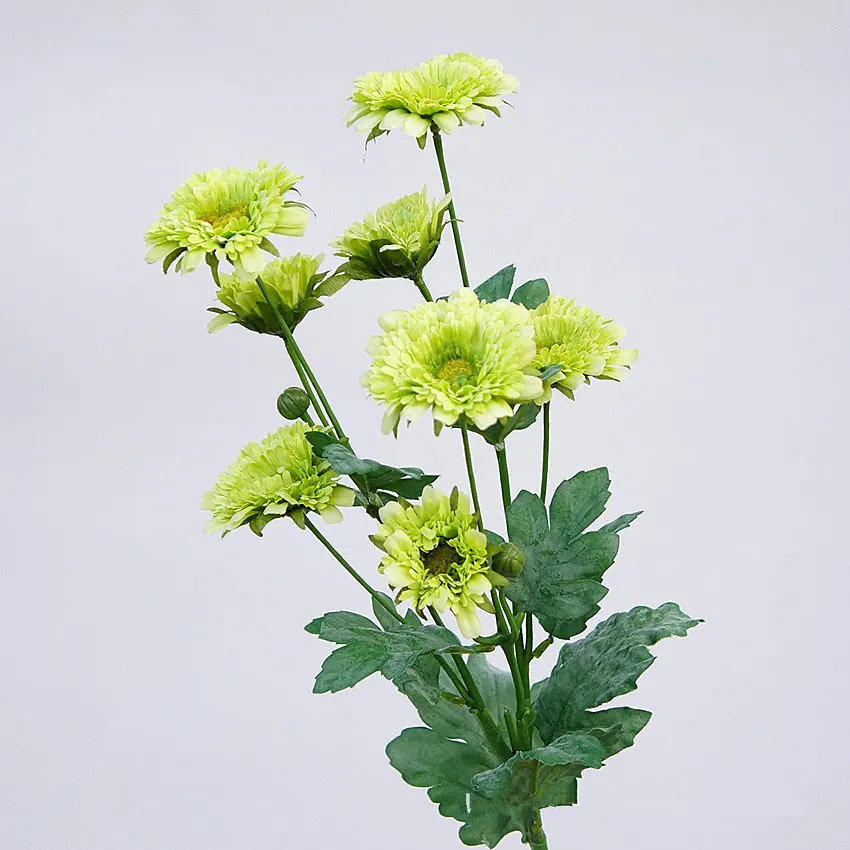Длинный стебель с 8 головками Гербера хризантемы шелк + пластиковые