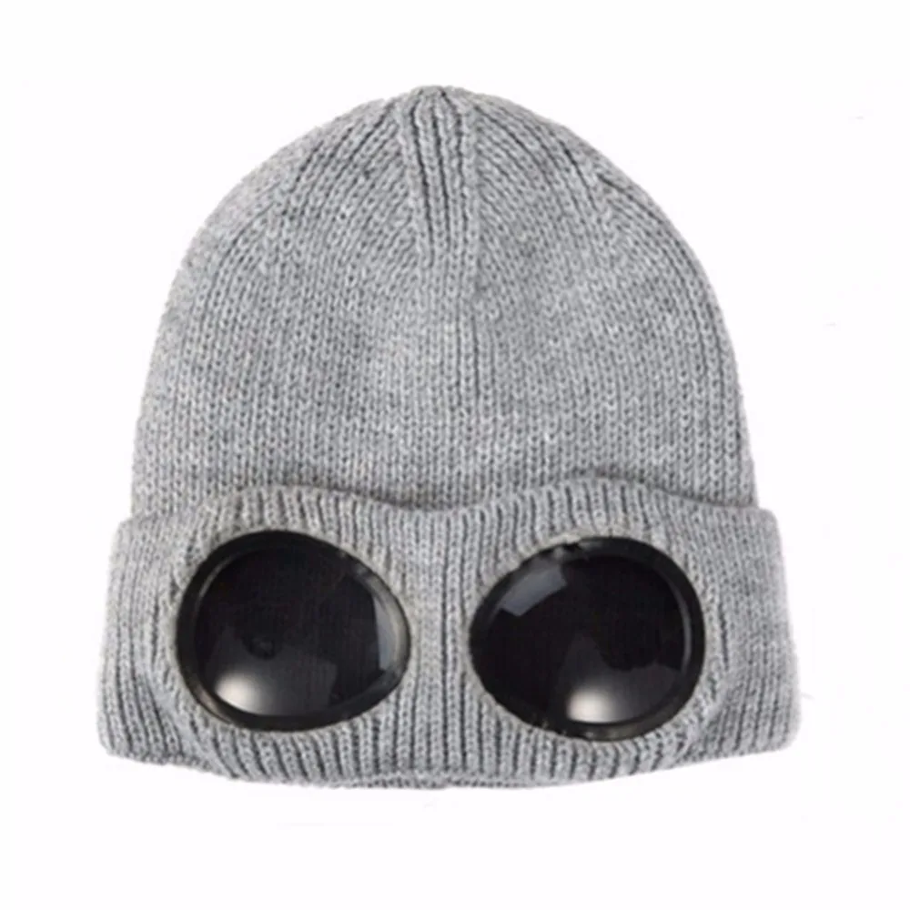 SYi Qarce,, однотонная зимняя вязаная шапка s Skullies Beanies, шапка для женщин и мужчин, Двойная съемная Кепка для очков, NM137-39