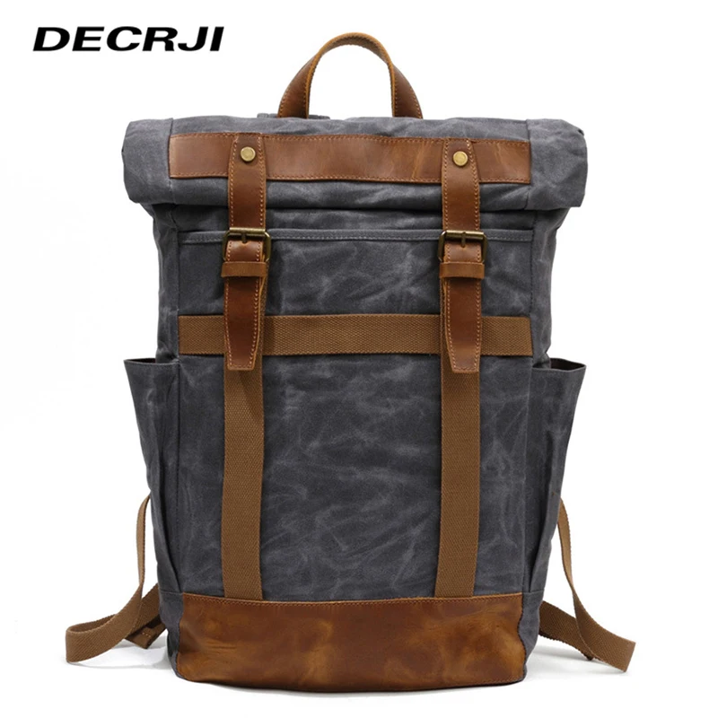 

DECRJI Large Capacity Travel Men's Backpack Canvas Laptop Rucksack Backpack School Bag Mens Back Pack Bags Vintage Male Bagpack