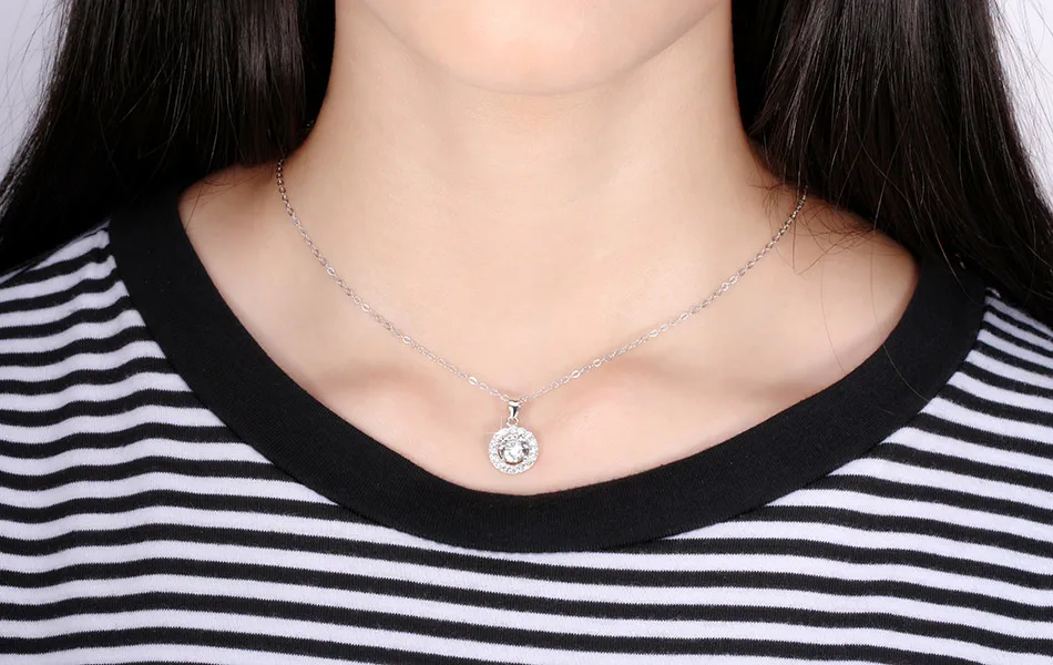 ORSA JEWELS 925 пробы Серебряное ожерелье для женщин большой круглый 12 мм кулон с роскошным AAA цирконием Серебро 925 ювелирное изделие подарок OSN43