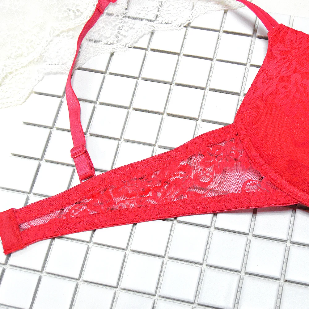 YANDW сексуальный женский красный бюстгальтер с мягкими чашечками пуш ап цветочной