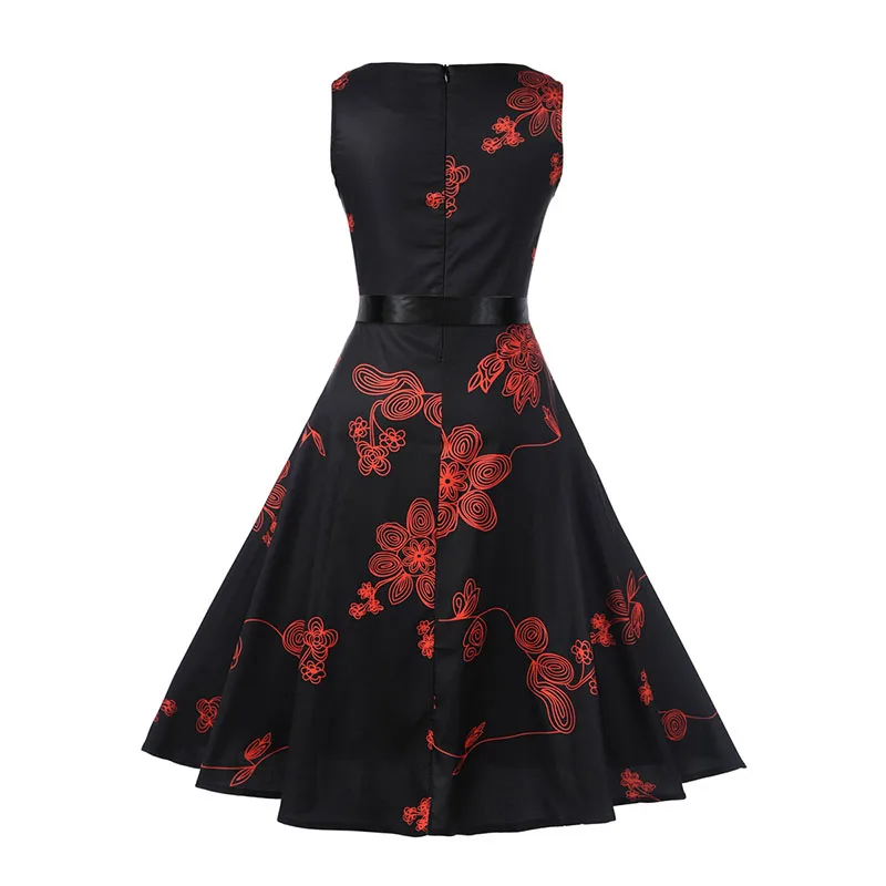 Сексуальное женское летнее платье в стиле ретро с цветочным принтом и бантом на