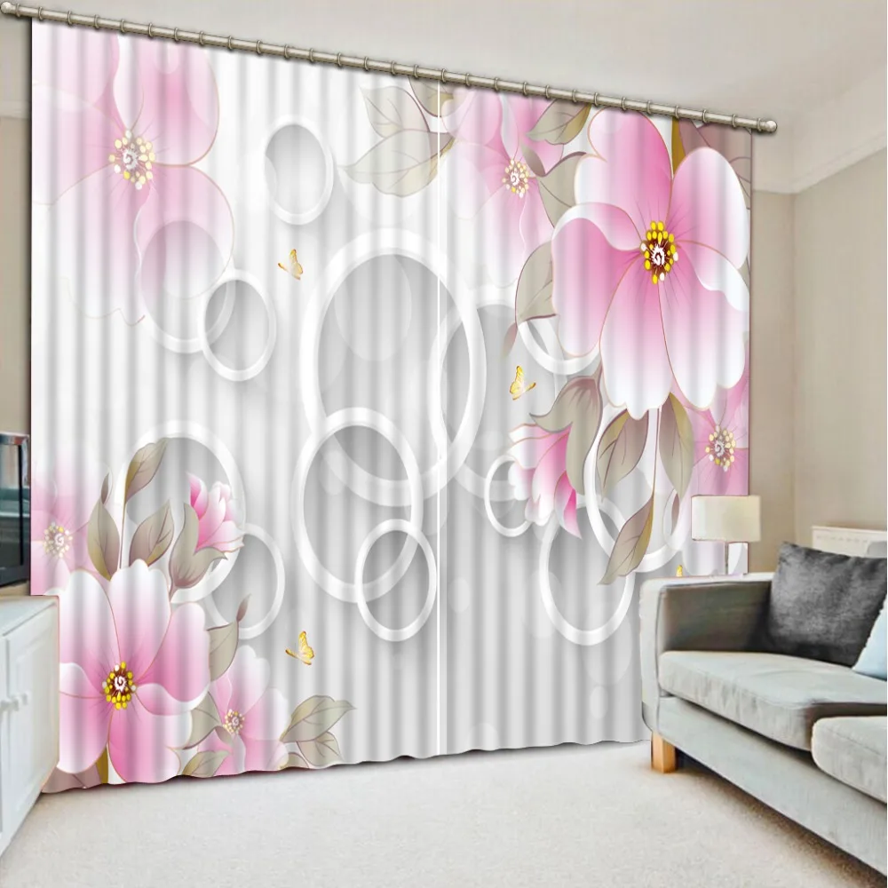 

Stylish simplicity Circle flower window curtain living room curtains bedroom kitchen solid blackout curtain modern